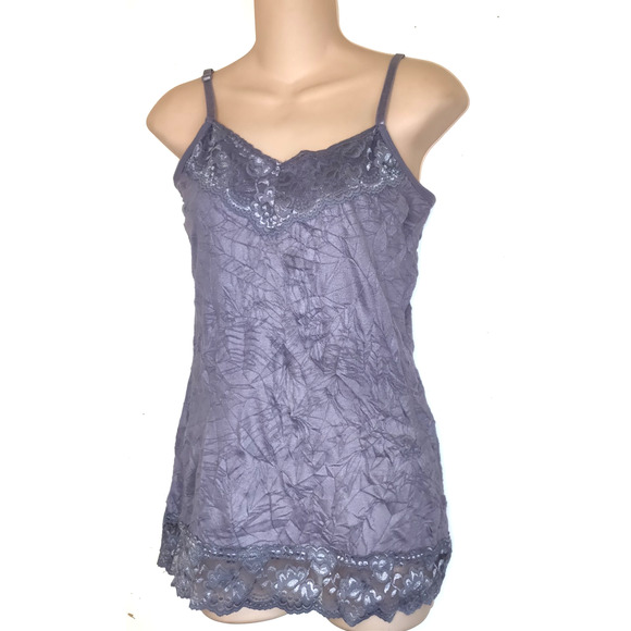 Dressbarn Gray Tank Top Women's M Y2K Textured Lace Bella Elena Stretchy Adjust - Picture 1 of 14